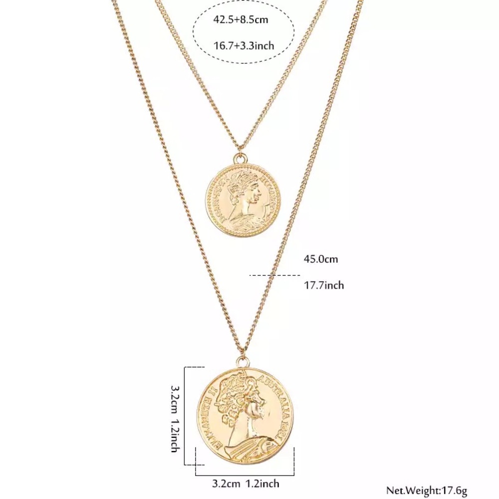Double Layered Vintage Coins Necklace - Picture 5 of 5